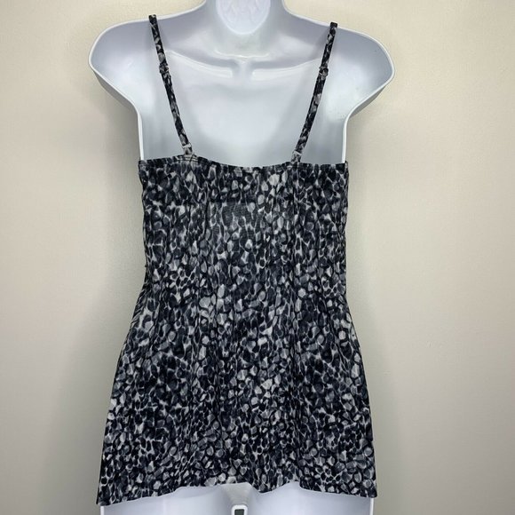 Aqua Green Tankini Swim Top Only Black Print Small - Picture 5 of 8